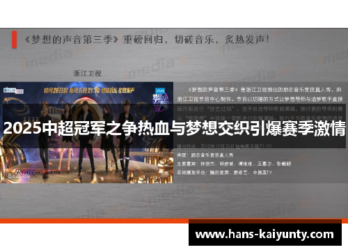 2025中超冠军之争热血与梦想交织引爆赛季激情